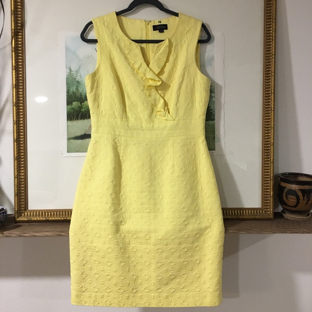 Make me an offer! Tahari Brocade Ruffle Tank Sheath Pencil Dress no tags